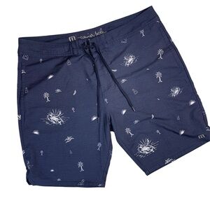 Travis Mathew Men's Escondido Hybrid Board Shorts Swim Heather Blue Size 40